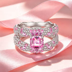 Flash Sale: Solara Splendor Asscher Cut Fancy Vivid Rose Hue Lab-Certified Pink Sapphire - Pave Classic Engagement Ring White Gold Plated (Includes GRC Certification from Gemstone Research Center)