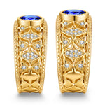 Oval Brilliant Cut Royal Blue Hue Lab-Certified Blue Sapphire - Vintage Filigree Engagement  Ring 14K Yellow Gold Plated (Includes GRC Certification from Gemstone Research Center)