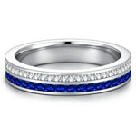 Lab-Certified Blue Sapphire Eternity Band in Tarnish-Resistant Silver (Includes GRC Certification from Gemstone Research Center)