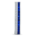 Lab-Certified Blue Sapphire Eternity Band in Tarnish-Resistant Silver (Includes GRC Certification from Gemstone Research Center)