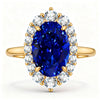 Oval Lab-Grown Sapphire Halo Engagement Ring in 14K Yellow Gold Plated Silver
