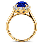 Oval Lab-Grown Sapphire Halo Engagement Ring in 14K Yellow Gold Plated Silver