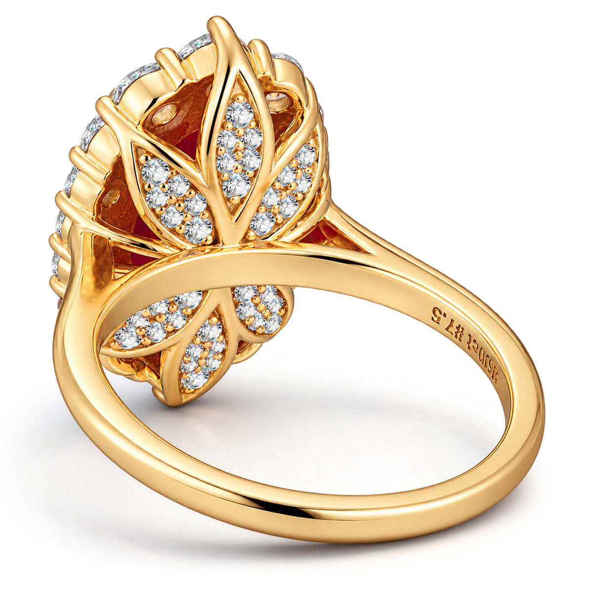Oval Lab-Grown Sapphire Halo Engagement Ring in 14K Yellow Gold Plated Silver
