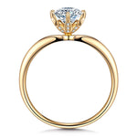 IGI Certified Lab-Grown Round Brilliant Cut Diamond - Hidden Halo Classic Engagement Ring 14K Yellow Gold Plated (Includes IGI Certification from International Gemological Institute)