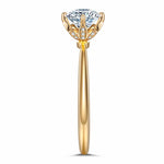IGI Certified Lab-Grown Round Brilliant Cut Diamond - Hidden Halo Classic Engagement Ring 14K Yellow Gold Plated (Includes IGI Certification from International Gemological Institute)