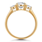 IGI Certified Lab-Grown Round Brilliant Cut Diamond - Three Stone Classic Engagement Ring 14K Yellow Gold Plated (Includes IGI Certification from International Gemological Institute)