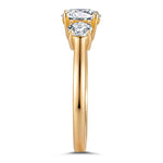 IGI Certified Lab-Grown Round Brilliant Cut Diamond - Three Stone Classic Engagement Ring 14K Yellow Gold Plated (Includes IGI Certification from International Gemological Institute)