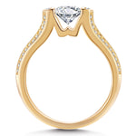 IGI Certified Lab-Grown Round Brilliant Cut Diamond - Pave Classic Engagement Ring 14K Yellow Gold Plated (Includes IGI Certification from International Gemological Institute)