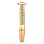 IGI Certified Lab-Grown Round Brilliant Cut Diamond - Pave Classic Engagement Ring 14K Yellow Gold Plated (Includes IGI Certification from International Gemological Institute)
