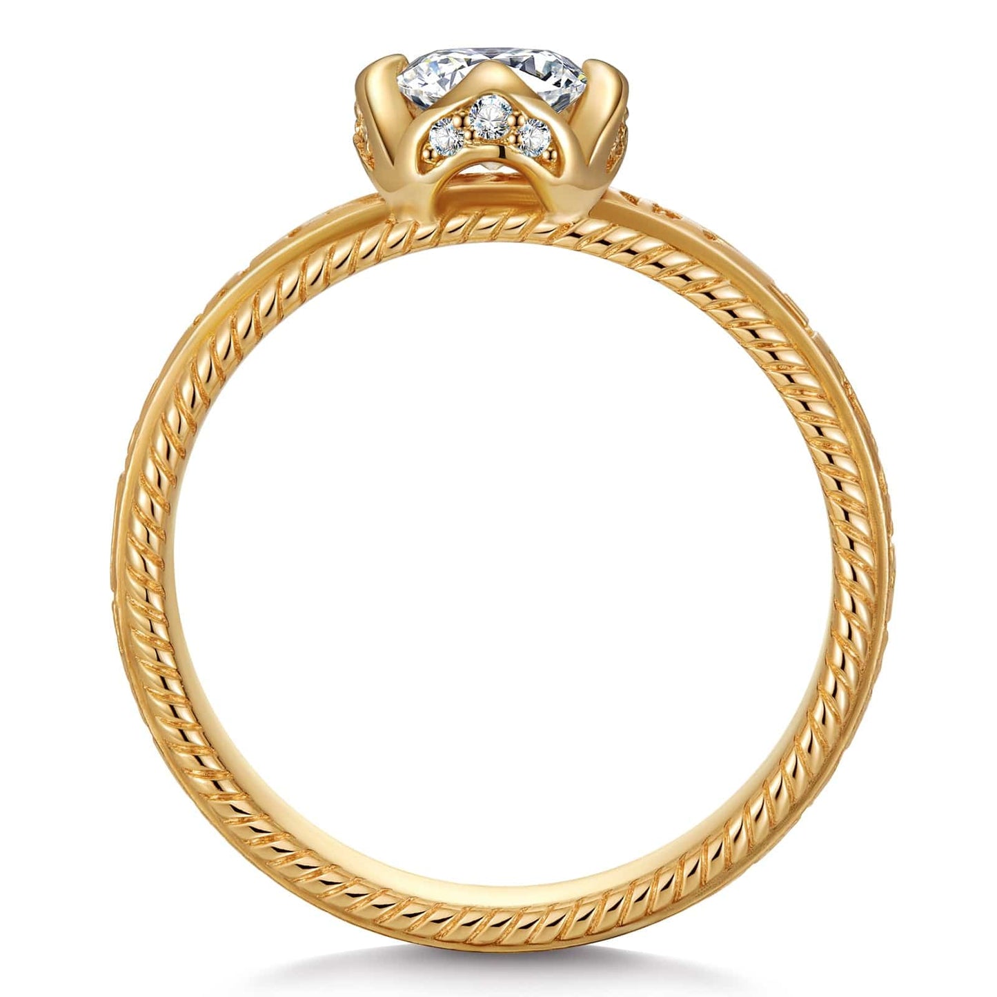 IGI Certified Lab-Grown Round Cut Diamond - Solitaire Classic Engagement Ring 14K Yellow Gold Plated (Includes IGI Certification from International Gemological Institute)