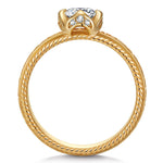 IGI Certified Lab-Grown Round Cut Diamond - Solitaire Classic Engagement Ring 14K Yellow Gold Plated (Includes IGI Certification from International Gemological Institute)