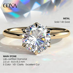 2ct Round Lab-Grown Diamond Solitaire Ring with Petal Gallery Claw Setting in Solid 14K Yellow Gold (Includes IGI Certification from International Gemological Institute)