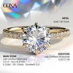 2ct Round Lab-Grown Diamond Ring with Wraparound Hidden Halo & Pave Band Cathedral Setting in Solid 14K Yellow Gold (Includes IGI Certification from International Gemological Institute)