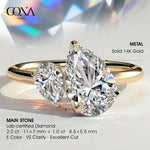 Toi et Moi Pear Lab-Grown Diamond Ring 2.0ct & 1.0ct Pear Dual Stones ¡¤ Claw Setting ¡¤ Solid 14K Yellow Gold (Includes IGI Certification from International Gemological Institute)