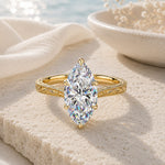 Royal Filigree · 2.0 CT Marquise Lab-Grown Diamond Engagement Ring with Engraved Milgrain Band in Solid 14K Yellow Gold · (Includes IGI Certification from International Gemological Institute)