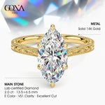 Royal Filigree · 2.0 CT Marquise Lab-Grown Diamond Engagement Ring with Engraved Milgrain Band in Solid 14K Yellow Gold · (Includes IGI Certification from International Gemological Institute)