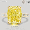 3.01 Ct Elongated Cushion Cut Lab-Grown Fancy Vivid Yellow Diamond Engagement Ring With Hidden Halo In Solid 14K Yellow Gold (Includes IGI Certification From International Gemological Institute)