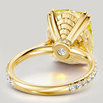 3.01 Ct Elongated Cushion Cut Lab-Grown Fancy Vivid Yellow Diamond Engagement Ring With Hidden Halo In Tarnish-Resistant Silver (Includes IGI Certification From International Gemological Institute)
