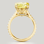 3.01 Ct Elongated Cushion Cut Lab-Grown Fancy Vivid Yellow Diamond Engagement Ring With Hidden Halo In Tarnish-Resistant Silver (Includes IGI Certification From International Gemological Institute)