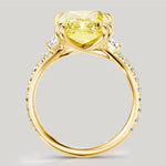 3.0 Ct Radiant Cut Lab-Grown Fancy Vivid Yellow Diamond Engagement Ring With Trapezoid Side Stones In Solid 14K Yellow Gold (Includes IGI Certification From International Gemological Institute)