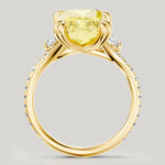 3.0 Ct Radiant Cut Lab-Grown Fancy Vivid Yellow Diamond Engagement Ring With Half Moon Side Stones In Solid 14K Yellow Gold (Includes IGI Certification From International Gemological Institute)