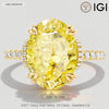 3.0 Ct Oval Cut Lab-Grown Fancy Vivid Yellow Diamond Engagement Ring With Pavé Band In Solid 14K Yellow Gold (Includes IGI Certification From International Gemological Institute)