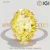 3.0 Ct Oval Cut Lab-Grown Fancy Vivid Yellow Diamond Engagement Ring With Pavé Band In Tarnish-Resistant Silver (Includes IGI Certification From International Gemological Institute)
