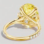 3.0 Ct Oval Cut Lab-Grown Fancy Vivid Yellow Diamond Engagement Ring With Pavé Band In Tarnish-Resistant Silver (Includes IGI Certification From International Gemological Institute)