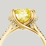 3.0 Ct Oval Cut Lab-Grown Fancy Vivid Yellow Diamond Engagement Ring With Pavé Band In Tarnish-Resistant Silver (Includes IGI Certification From International Gemological Institute)