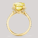 3.0 Ct Oval Cut Lab-Grown Fancy Vivid Yellow Diamond Engagement Ring With Pavé Band In Tarnish-Resistant Silver (Includes IGI Certification From International Gemological Institute)