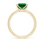 Lab-Grown Emerald-Cut Emerald - Solitaire Classic Engagement Ring 14K Yellow Gold Plated