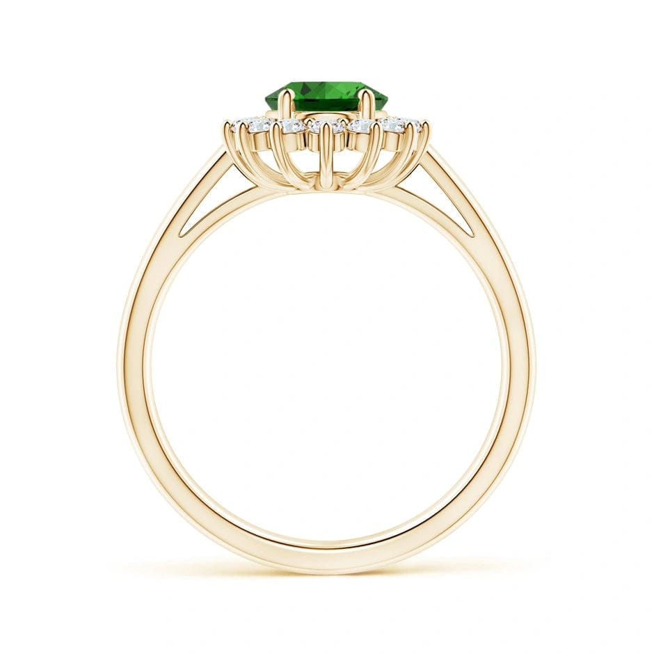 Lab-Grown Oval Brilliant Cut Emerald - Halo Classic Engagement Ring 14K Yellow Gold Plated