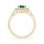 Lab-Grown Oval Brilliant Cut Emerald - Halo Classic Engagement Ring 14K Yellow Gold Plated