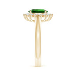 Lab-Grown Oval Brilliant Cut Emerald - Halo Classic Engagement Ring 14K Yellow Gold Plated