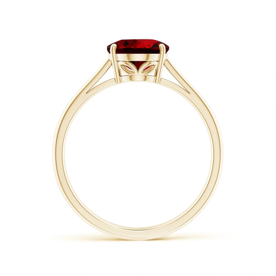 Lab-Grown Oval Brilliant Cut Ruby - Solitaire Classic Engagement Ring 14K Yellow Gold Plated