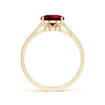 Lab-Grown Oval Brilliant Cut Ruby - Solitaire Classic Engagement Ring 14K Yellow Gold Plated