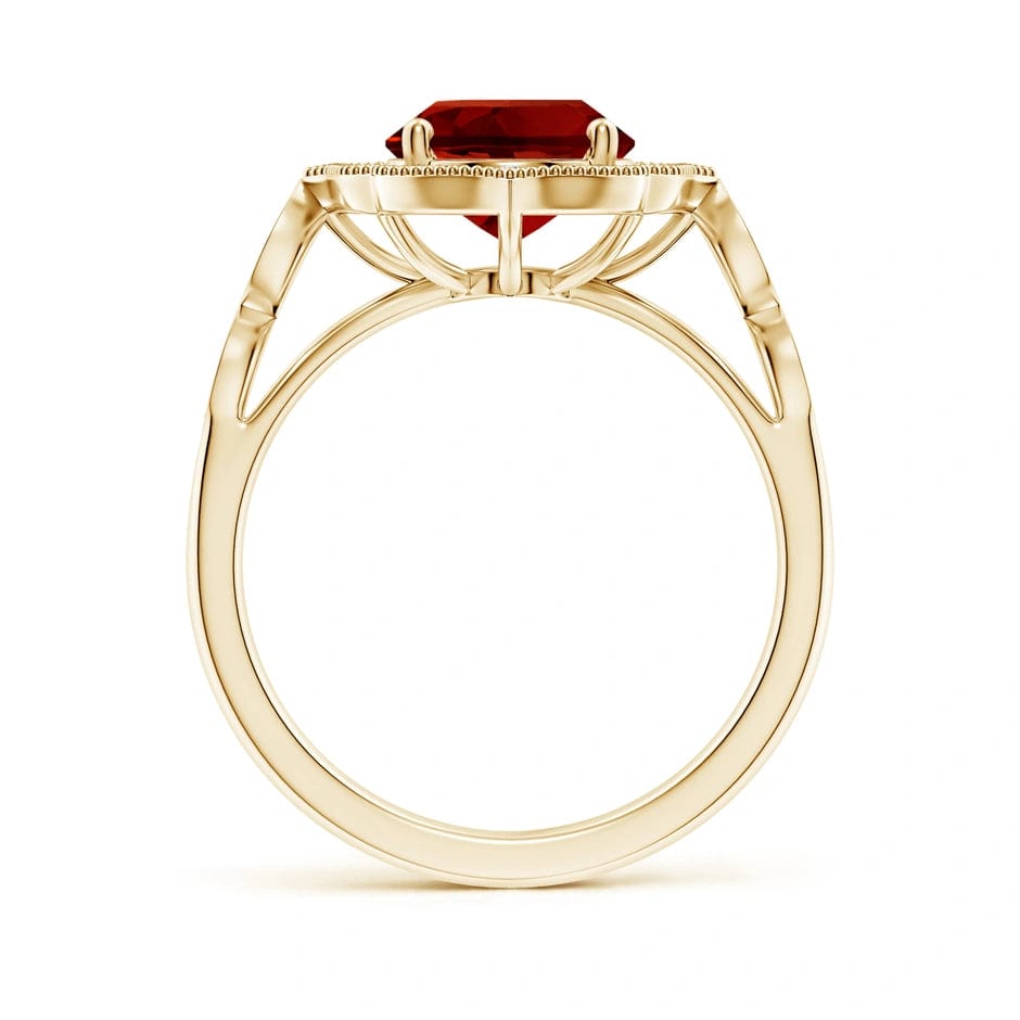 Lab-Grown Oval Brilliant Cut Ruby - Halo Classic Engagement Ring 14K Yellow Gold Plated