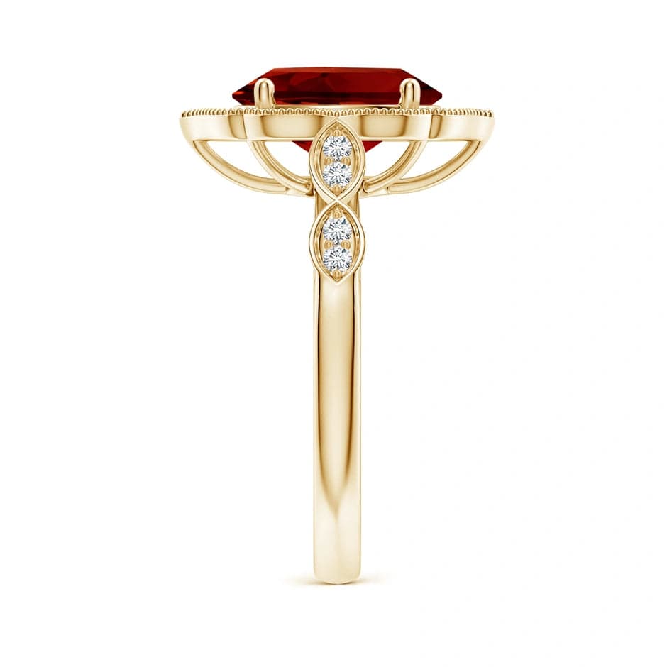 Lab-Grown Oval Brilliant Cut Ruby - Halo Classic Engagement Ring 14K Yellow Gold Plated