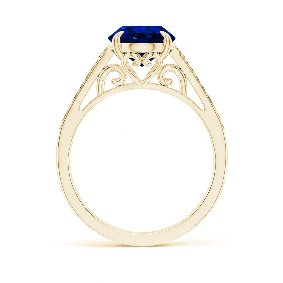 Lab-Grown Oval Brilliant Cut Blue Sapphire - Pave Classic Engagement Ring 14K Yellow Gold Plated