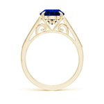 Lab-Grown Oval Brilliant Cut Blue Sapphire - Pave Classic Engagement Ring 14K Yellow Gold Plated