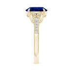 Lab-Grown Oval Brilliant Cut Blue Sapphire - Pave Classic Engagement Ring 14K Yellow Gold Plated