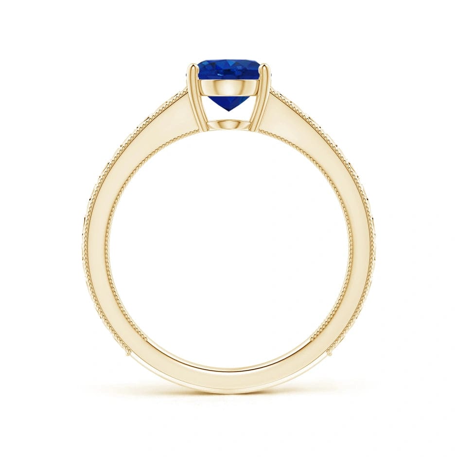 Lab-Grown Oval Brilliant Cut Blue Sapphire - Solitaire Classic Engagement Ring 14K Yellow Gold Plated