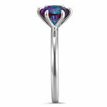 Sterling Silver 2.00 CT Round Lab-Created Color-Change Alexandrite Solitaire Ring in White Gold Plated, Six-Prong Setting (Includes GRC Certification from Gemstone Research Center)