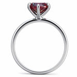 Sterling Silver 2ct Round Color Change Alexandrite Solitaire Ring With Six Prong Setting In White Gold Plated (Includes GRC Certification from Gemstone Research Center)