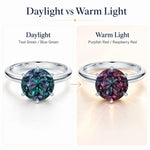 Sterling Silver 2.00 CT Round Lab-Created Color-Change Alexandrite Solitaire Ring in White Gold Plated, Six-Prong Setting (Includes GRC Certification from Gemstone Research Center)