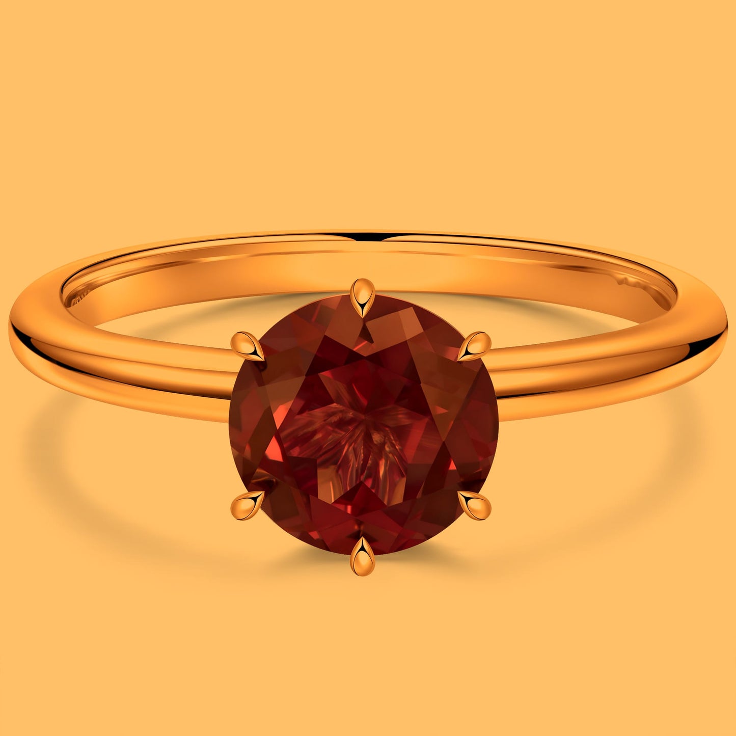 2ct Round Color Change Alexandrite Solitaire Ring With Six Prong Setting Tarnish-Resistant Silver In 14K Yellow Gold Plated (Includes GRC Certification from Gemstone Research Center)