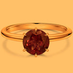 2ct Round Color Change Alexandrite Solitaire Ring With Six Prong Setting Tarnish-Resistant Silver In 14K Yellow Gold Plated (Includes GRC Certification from Gemstone Research Center)
