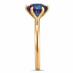 2.00 CT Round Lab-Created Color-Change Alexandrite Solitaire Ring in 14K Yellow Gold Plated Tarnish-Resistant Silver, Six-Prong Setting(Includes GRC Certification from Gemstone Research Center)