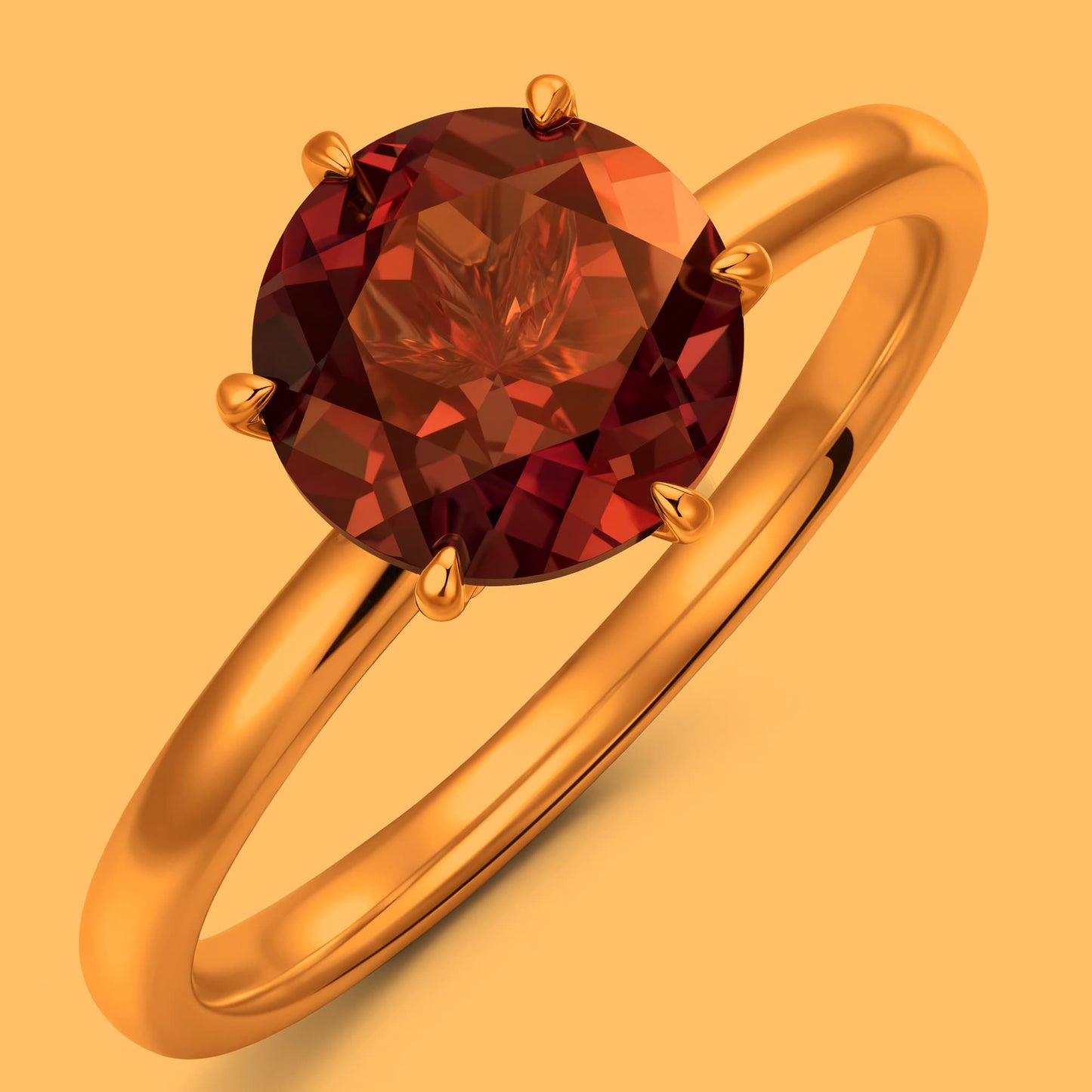 2ct Round Color Change Alexandrite Solitaire Ring With Six Prong Setting Tarnish-Resistant Silver In 14K Yellow Gold Plated (Includes GRC Certification from Gemstone Research Center)