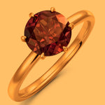 2ct Round Color Change Alexandrite Solitaire Ring With Six Prong Setting Tarnish-Resistant Silver In 14K Yellow Gold Plated (Includes GRC Certification from Gemstone Research Center)